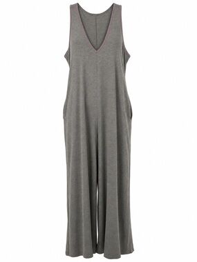 Natural Life Gray Sleeveless V Neck Wide Leg Maxi Jumpsuit Women One Size Boho